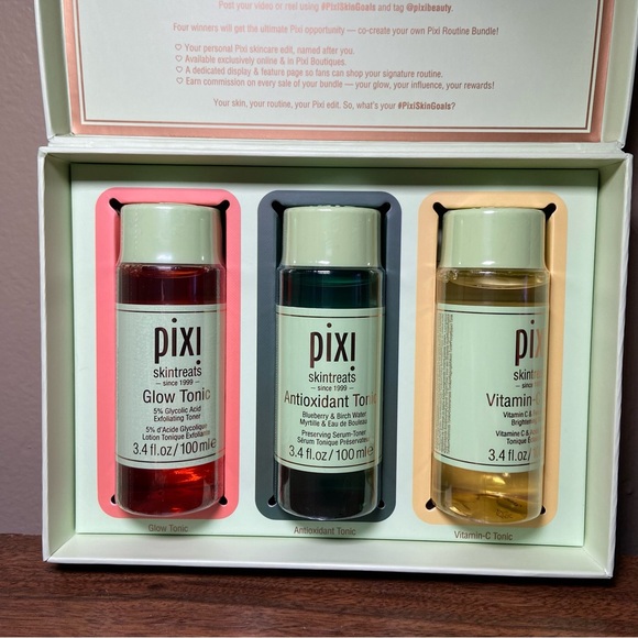 Pixi Other - 3x Pixi Skintreats Tonic Collection - Pink, Green, Orange